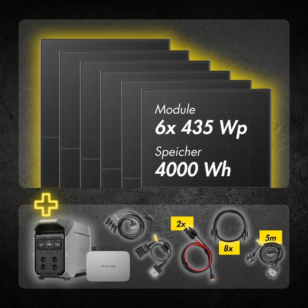 EcoFlow DELTA Pro 3 Komplettset inkl. 6 Solarmodulen und Wechselrichter