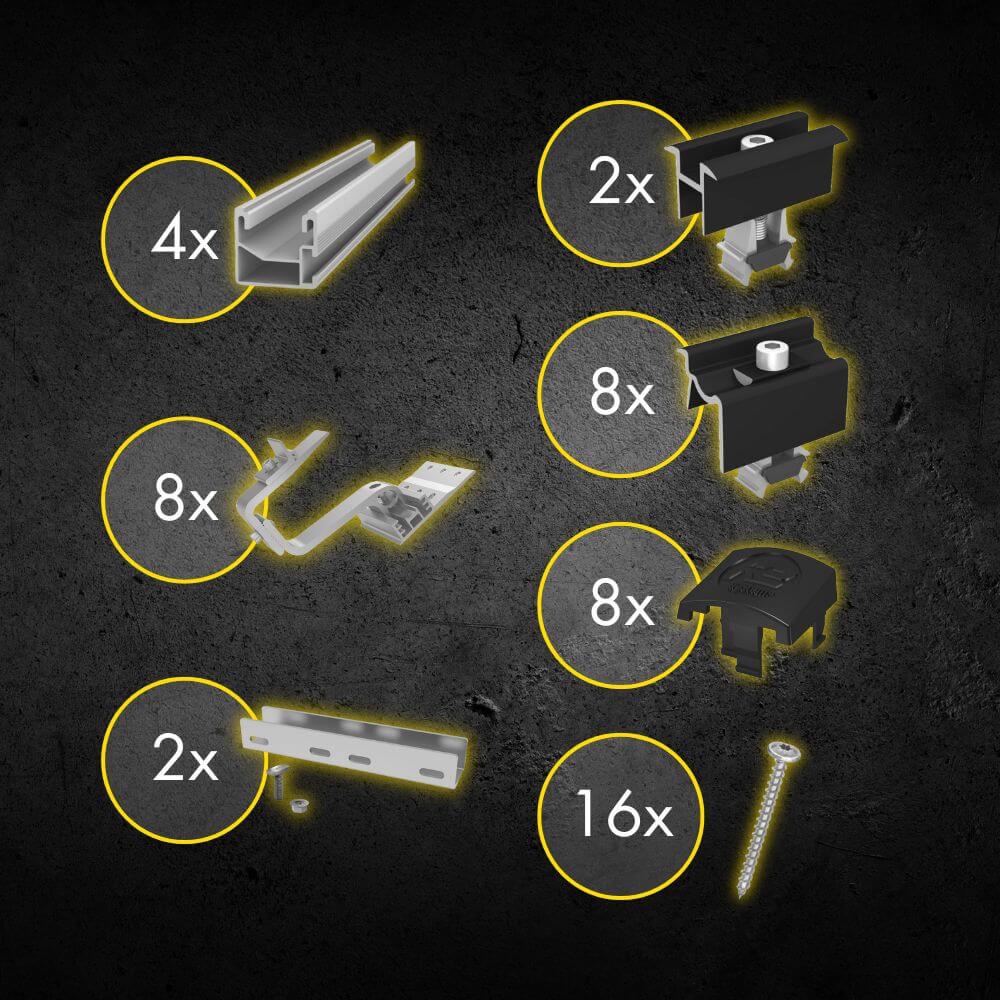 Montage-Set Ziegeldach für 2 Module